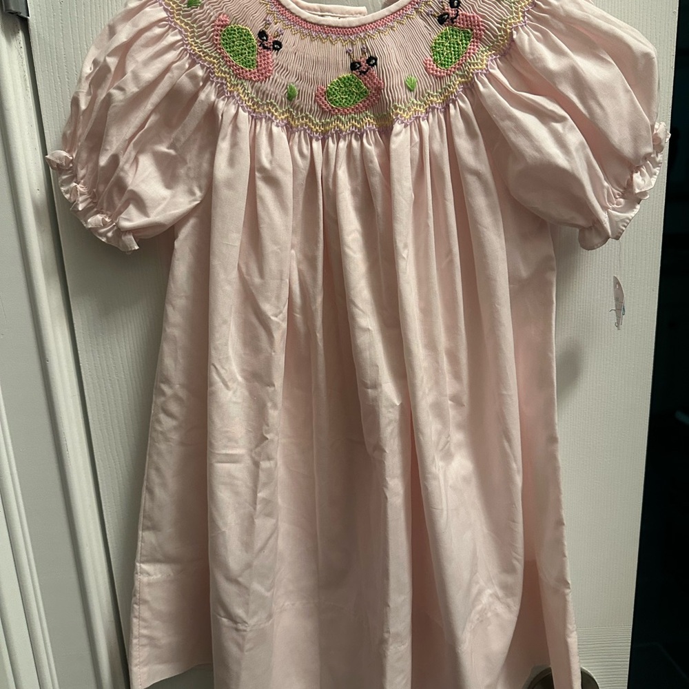 Pink Smocked Kids Casual Dress